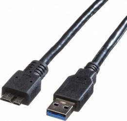 Cablu Roline USB 3.0-A la micro USB-B T-T 0.8m Negru