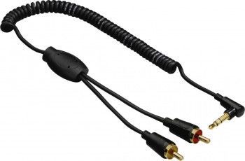 Cablu spiralat Hama Flexi-Slim Jack Stereo 3.5 mm la 2 stechere RCA 0.75m 