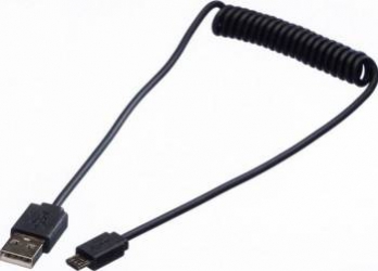 Cablu spiralat Roline USB 2.0 la micro USB-B 1m Negru 