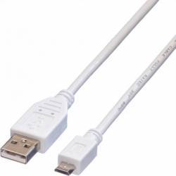 Cablu Value USB 2.0 A la micro USB B 3m Alb 