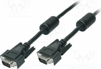 Cablu video LogiLink VGA tata-tata cu 2x filtru ferita 5m Negru 