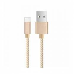 Cablu de date high quality Type-C pentru Samsung Huawei HTC Allview cu conector USB - C lungime 2 m Auriu BBL358 