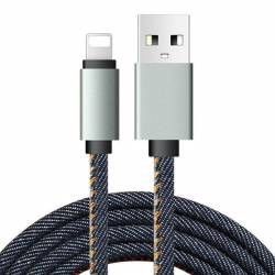 Cablu de date Lightning pentru iPhone iPod iPad 1M bleumarin textil-denim BBL043 