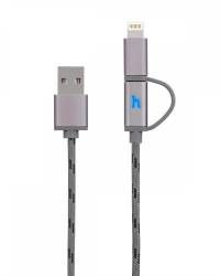 Cablu de dateincarcare Hoco UPL20 Micro USB si Lightning Gri 