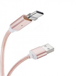 Cablu de date/incarcare magnetic Type C 1m textil Rose Gold BBL836 