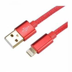 Cablu de dateincarcare pentru iPhone iPod iPad 1M rosu-textil BBL132 