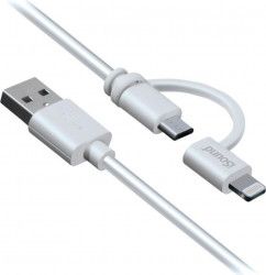 Cablu iSound Cablu 2 in 1 USB la MFI Lightning sau MicroUSB 0.9m Alb 