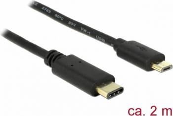 Cabluri Delock USB 2.0-C la micro USB T-T 2m negru 
