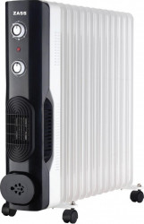 Calorifer electric cu ulei si aeroterma Zass ZRL 13 N 2600 W 13 elementi Termostat reglabil Protectie la supraincalzire Alb Negru 