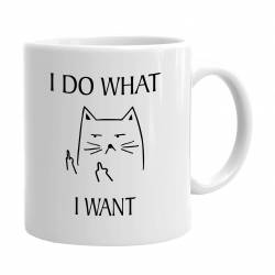 Cana alba ceramica capacitate 300 ml model I do what I want 