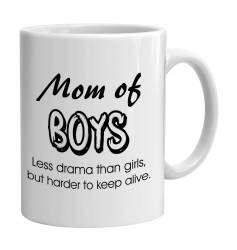 Cana alba ceramica capacitate 300 ml model Mom of boys