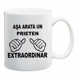 Cana personalizata ceramica 300 ml Asa Arata un Prieten Extraordinar 