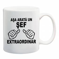 Cana personalizata ceramica 300 ml Asa Arata un Sef Extraordinar 