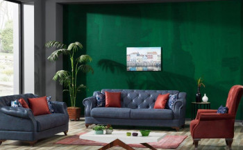 Canapea fixa Heinner HR-S2VIOLE-BLUE 2 locuri 195 x 73 x 94 cm model Viole Albastru inchis 