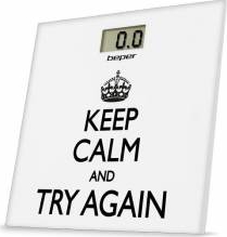 Cantar de persoane din sticla Keep Calm and Try Again Display LCD maxima de cantarire 150 kg Beper 40.821 
