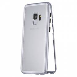 Carcasa magnetica pentru Samsung Galaxy S9 Rama metalicaspate din Sticla Securizata Silver-Transparent BBL708 