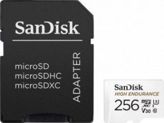 Card de memorie SanDisk High Endurance MicroSDXC 256GB Clasa 10 U3 Adaptor SD 