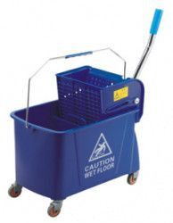 Carucior curatenie profesional cu presa storcator 20L culoare albastru
