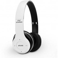 Casti audio P47 wireless Bluetooth Alb + Cadou cutie bijuterii Maro 