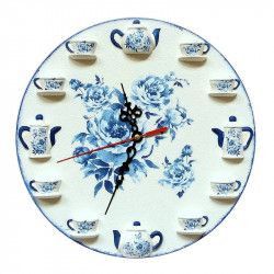 Ceas decorativ de perete - trandafiri albastri 25 cm 122438 