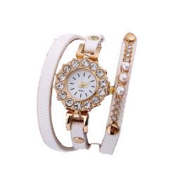 Ceas Duoya Dama Quartz Casual Elegant Alb PN999367AB curea din piele afisaj Analog 