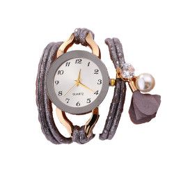 Ceas Duoya Dama Quartz Casual Elegant Gri PN999364GI curea din piele afisaj Analog 