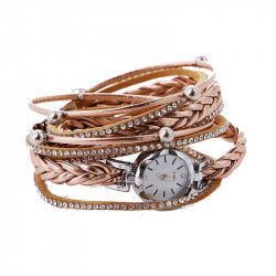 Ceas Duoya Dama Quartz Casual Elegant Rosegold PN999634RD curea din piele afisaj Analog 