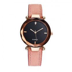 Ceas Duoya Dama Quartz Casual Elegant Roz PN999406RZ curea din piele afisaj Analog 