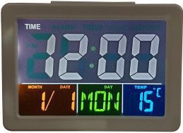 Ceas Electronic cu ecran LCD iluminat termometru alarma 8 tonuri alb 