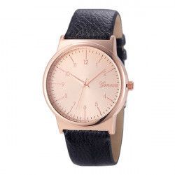 Ceas Geneva Dama Quartz Casual Elegant Negru PN999309NU curea din piele afisaj Analog 