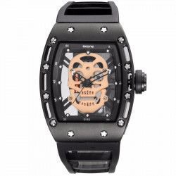 Ceas Skone Unisex Quartz Casual Elegant Rosegold-negru PN999961RNU curea din silicon afisaj Analog 