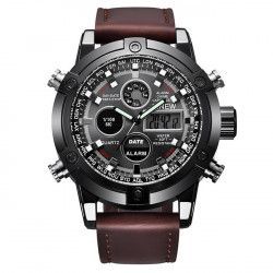 Ceas XINEW Barbatesc Quartz Casual Elegant Maro PN999467MO curea din piele afisaj Hibrid 