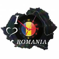 Ceas disc vinil sens invers - I Love Romania 