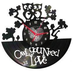 Ceas disc vinil sens invers - Owl we need is Love 