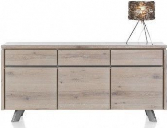 Comoda Manhattan 2020 Premium Furniture Collection CESIMEX 1800x450x850 Lemn masiv si Pal furniruit Summer Grey 