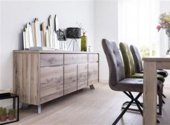 Comoda Manhattan 2020 Premium Furniture Collection CESIMEX 2400x450x850 Lemn masiv si PAL furniruit Summer Grey 