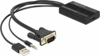 Convertor Delock VGA la HDMI cu Audio Negru 