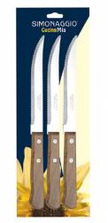 Cutit friptura steac set 3 bucati SIMONAGGIO CUCINA MIA cu maner lemn MN015517