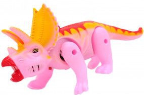 Dinozaur triceraptor cu sunete si lumini alearga roz 