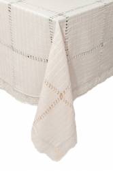 Fata de masa brodata Valentini Bianco 100 bumbac PR102 140x320 cm 