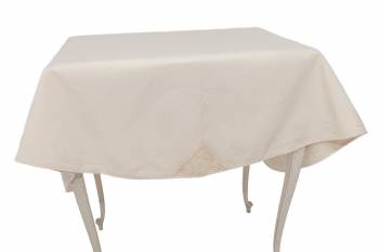 Fata de masa Valentini Bianco din bumbac 100 rotunda diametru 160 cm cod BK004 