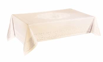 Fata de masa Valentini Bianco impermeabila Crem dimensiune 150x220cm Model Gold Etamin 