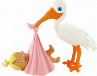 Figurina Comansi Moments - Stork with Baby Girl 