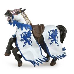 Figurina Papo - Calul regelui cu blazon dragon albastru 
