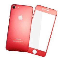 Folie de sticla full cover pentru iPhone 7 8 fata + spate rosu BBL117 