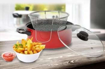 Friteauza teflonata cu capac si cos 24 cm 