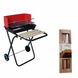 Gratar carbune RAKI cadou set furculita gratar si cutit 20cm SIMONAGGIO CHURRASCO 
