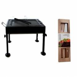 Gratar demontabil carbune RAKI cadou set furculita gratar si cutit 20cm SIMONAGGIO CHURRASCO 