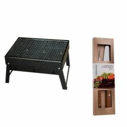 Gratar portabil carbune RAKI cadou set furculita gratar si cutit 20cm SIMONAGGIO CHURRASCO 