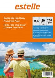 Hartie foto Estelle dublu lucioasa fata-verso format A4 260g/mp pachet 20 coli 